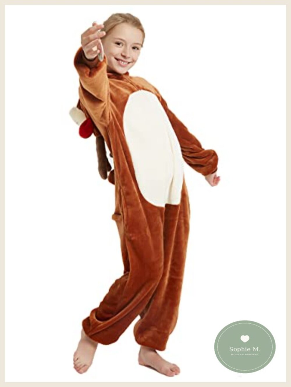 Kids Reindeer Onesie Pajamas Unisex Fleece Hooded Cosplay Costume